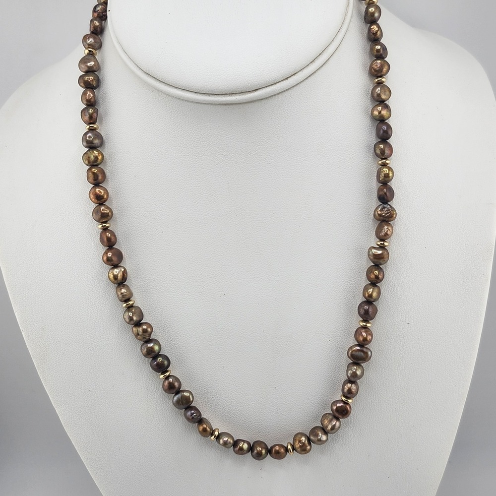 Bronze Pearl Necklace Gold Filled Clasp‎